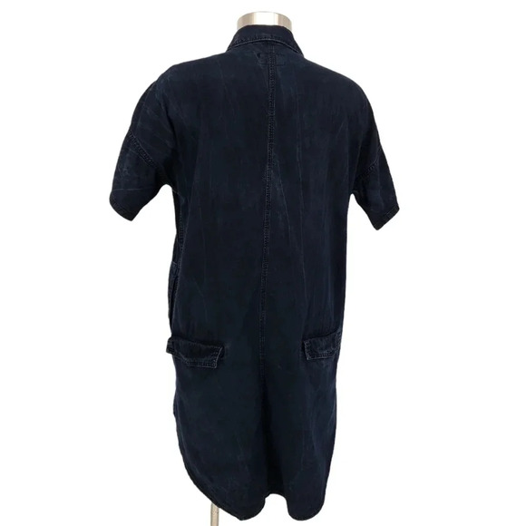 Current Elliott Shirt Smock Dress Oversized Button Dark Wash Denim Revolve - Picture 5 of 8